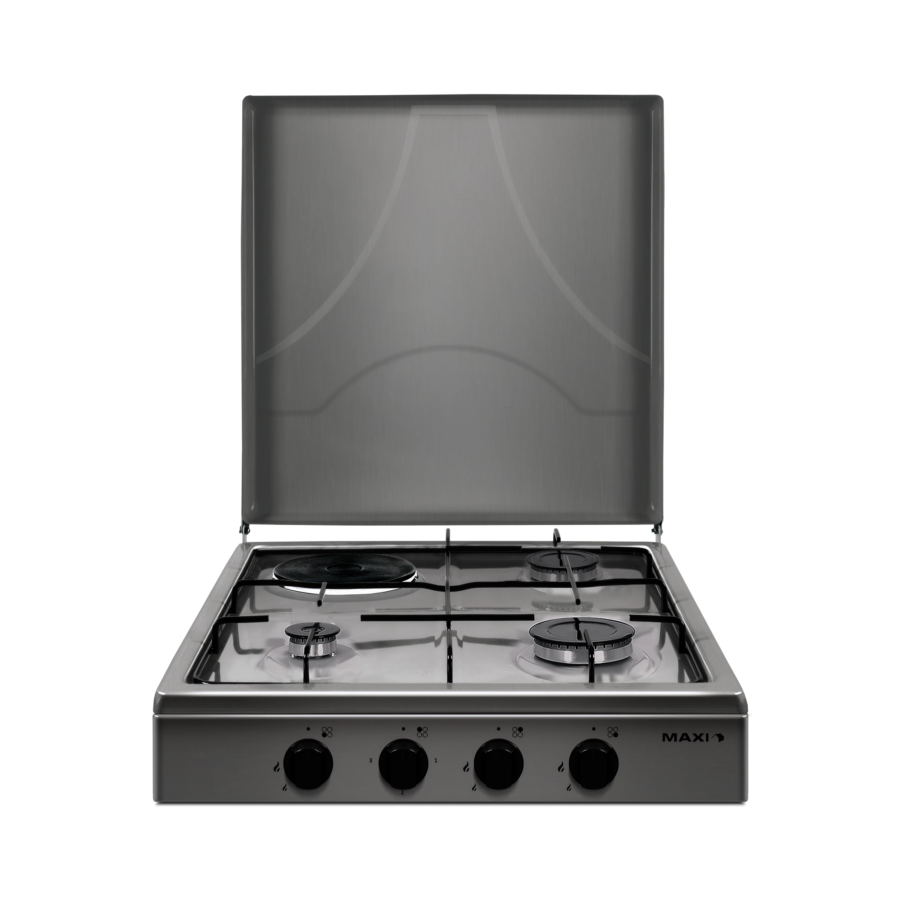 Maxi 4 Burner Tabletop Cooker (3 Gas + 1 Electric) – Model 411 | Dual Fuel Stove with Manual Ignition