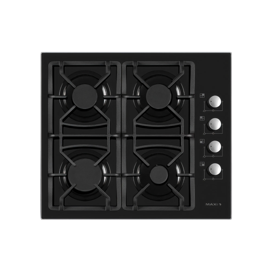 Maxi 60x60 Tabletop Gas Cooker (Black) – Model 6060 T-840 | Auto Ignition Multi-Burner Stove