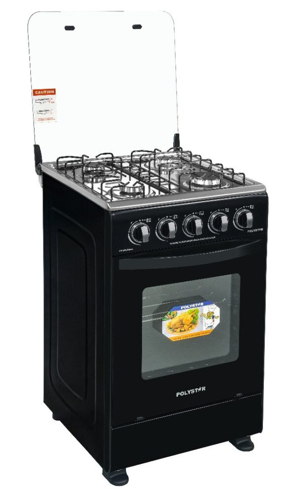 Polystar 4 Burner Gas Cooker With Auto Ignition, Oven Grill PV-BS50G4A