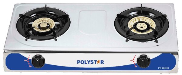 Polystar 2 Burner Table Top Cooker Pv-gs2100 With Stainless Steel Top