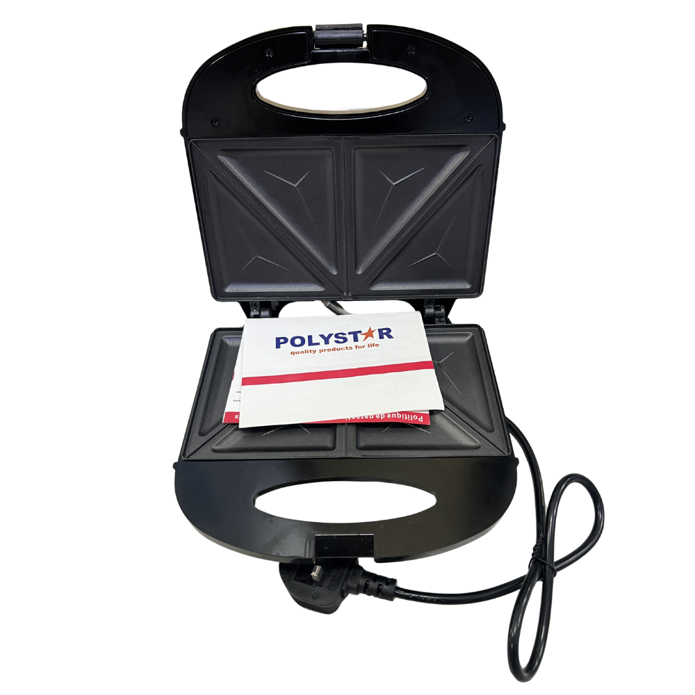 Polystar PV-SWB830B2 2-Slice Sandwich Maker – Non-Stick Compact Toasting Appliance