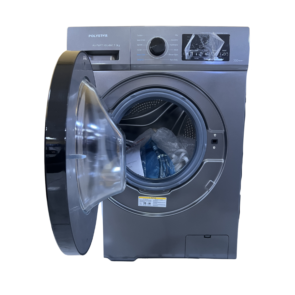 Polystar 6kg Front-Load Inverter Washing Machine with Wash & Spin Functions – Model PV-TWF7.1GL-INV
