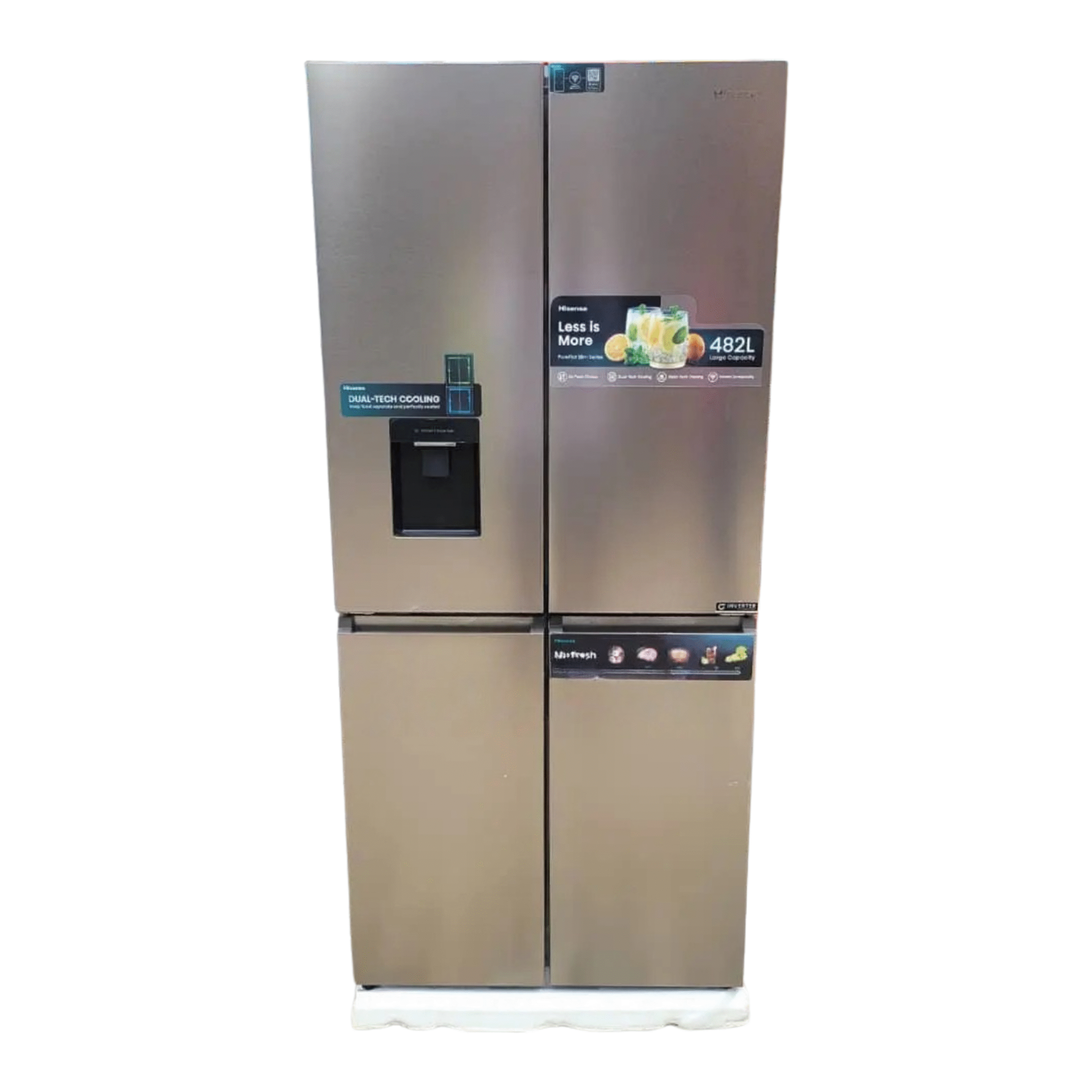 Hisense 482L 4-Door Inverter Refrigerator with Water Dispenser - 61WCB-RQ