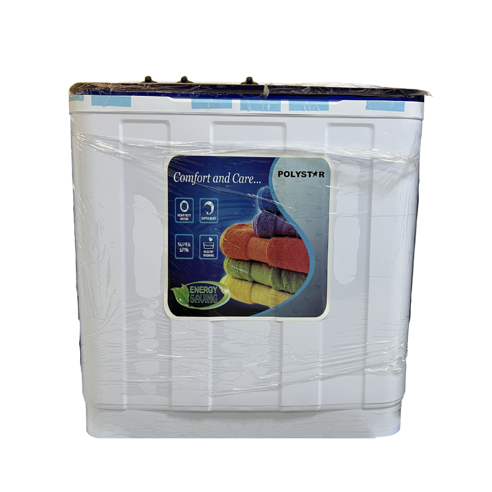 Polystar 10kg Top-Load Twin Tub Washing Machine with Separate Wash & Spin Chambers – PV-WDW10KG
