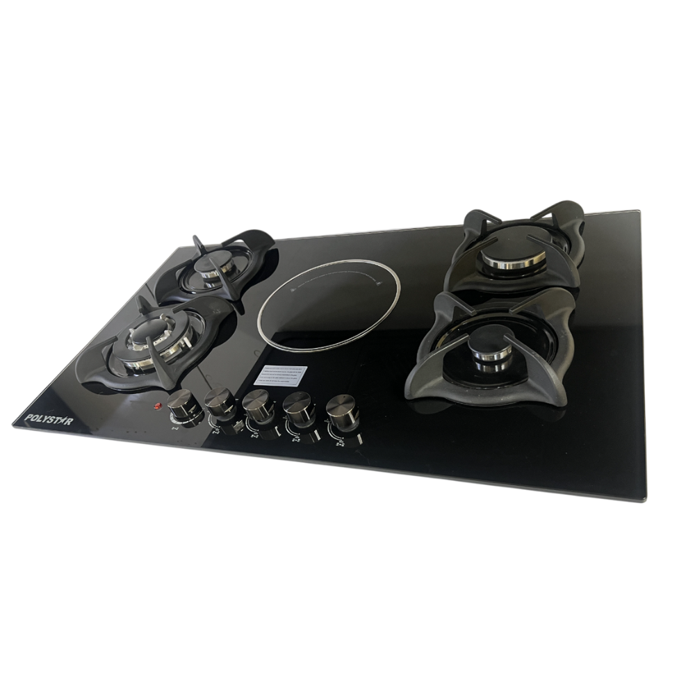 Polystar 4 Gas Cooker +1 Electric Built-In Glass Gas Hob – PV-NY4G1E