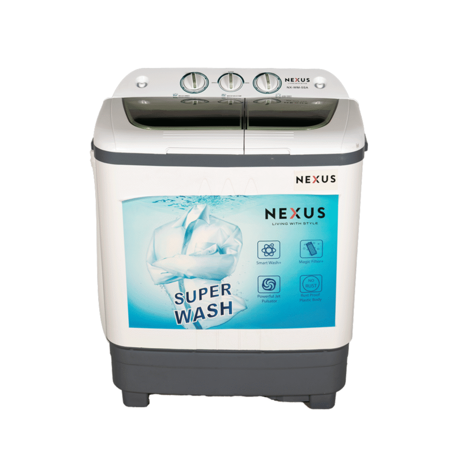 NEXUS 5.5kg Twin Tub Washing Machine – Model NX-WM-5SAK, Compact Laundry Washer for Home Use