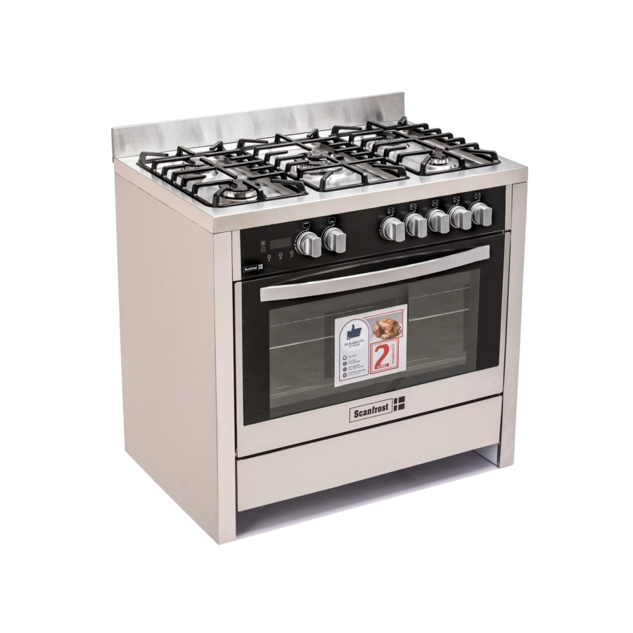 Scanfrost 5-Burner Gas Cooker with Oven – Freestanding Kitchen Stove for Home Cooking & Baking