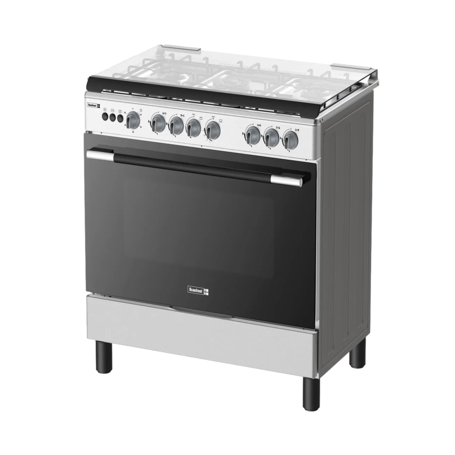 Scanfrost 90x60cm 5-Burner Gas Cooker with Oven – Freestanding Kitchen Stove for Home & Professional Cooking